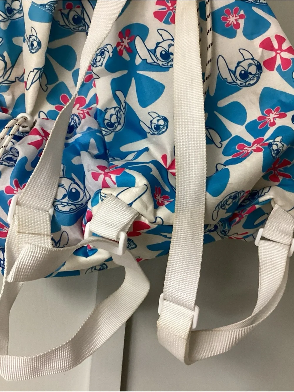 Blue & White Kids Backpack with Stitch Print Disney